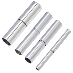 Stainless Steel Color 304 Stainless Steel Bayonet Clasps, Tube, Stainless Steel Color, 20x2~5mm, Hole: 1.2~4mm, 8pcs/box