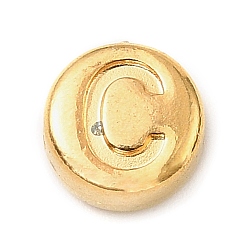 Letter C 304 из нержавеющей стали бусы, плоские круглые с буквы, золотые, буква С, 7x3.5 мм, отверстие : 1.7 мм