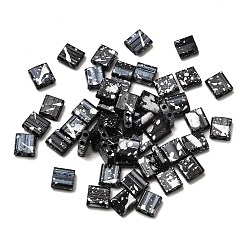 Черный 2 бисер матовый стеклянный непрозрачный, , квадратный, чёрные, 5x5x2 мм, отверстие : 0.8 мм