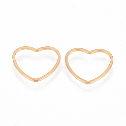 Настоящее золото 18K Ионное покрытие (ip) 304 соединительное кольцо из нержавеющей стали, сердце, реальный 18 k позолоченный, 14x15.5x1 мм