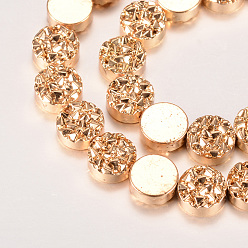 Light Gold Plated Electroplate Non-magnetic Synthetic Hematite Bead Strands, Flat Round, Light Gold Plated, 12~13x4~4.5mm, Hole: 1mm, about 32pcs/strand, 15.7 inch
