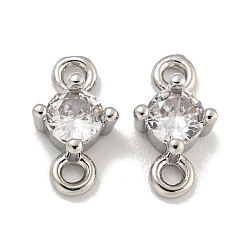 Платина Покрытие стойки из латуни, звенья из прозрачного кубического циркония, подвески с плоским круглым разъемом, долговечный, без свинца и без кадмия, платина, 9x5x2.8 мм, отверстие : 1.2 мм