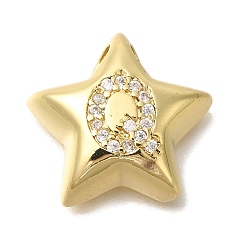 Letter Q Стойка металлическая латунная микропрофилированная кубическая циркония подвески, долговечный, без кадмия и без свинца, буквы, реальный 18 k позолоченный, Буква Q, 15.5x16.5x5.5 мм, отверстие : 3 мм