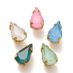 (52) Непрозрачная лаванда Шить на горный хрусталь, стиль мокко, стекло горный хрусталь, с золотыми тонами латунных зубьев, аксессуары для одежды, слеза, разноцветные, 10x6x5 мм, отверстие : 1 мм