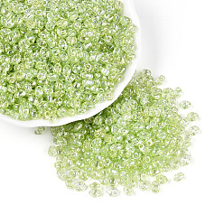 Зелено-Желтый Прозрачные цветные блестящие стеклянные бусины, овальные, 2-луночное, зеленый желтый, 3~4.5x5~6x2.5~3 мм, отверстие : 1~1.2 мм, Около 6080 шт / фунт