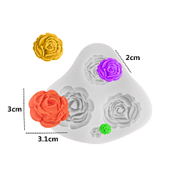 Цветок Пищевые силиконовые формы, формы помады, для украшения торта поделки, цвет шоколада, конфеты, роза, 72x67x15 мм, Внутренний диаметр: 30x31 мм и 20 мм