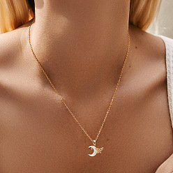 Луна Латунные подвески-паве из натуральных ракушек для женщин, реальный 18 k позолоченный, цвет морской раковины, луна, 17.32 дюйм (44 см)