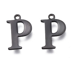 Letter P 304 прелести нержавеющей стали, лазерная резка, алфавит, электрофорез черный, letter.p, 12.5x8x0.8 мм, отверстие : 1 мм