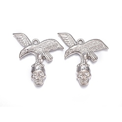 Platinum CCB Plastic Pendants, Eagle & Skull, Platinum, 55x52x7mm, Hole: 3mm
