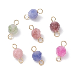 Золотой Подвески-соединители из натурального цветного турмалина, с латунными двойными петлями, золотые, 13x6.5x6.5 мм, отверстия : 2 mm и 2.5 мм