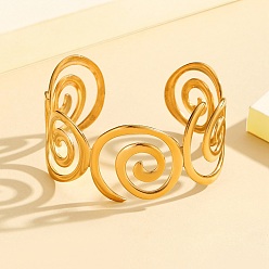 Золотой 304 женские браслеты-манжеты из нержавеющей стали, полая спираль, золотые, 1-1/4 дюйм (3.3 см), внутренний диаметр: 2-1/4 дюйм (5.6 см)