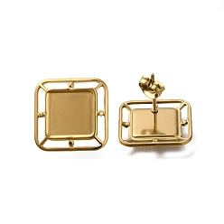 Настоящее золото 16K Ионное покрытие (ip) 304 квадратные серьги-гвоздики из нержавеющей стали для женщин, реальный 16 k позолоченный, 17x17 мм