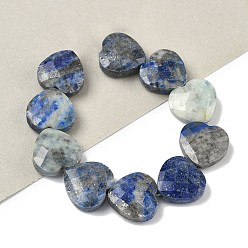 Ляпис-Лазурь Нитки бусины из натурального ляписа-лазури, граненые, сердце, 14.5~15x15~15.5x5.5~6 мм, отверстие : 1 мм, около 10 шт / нитка, 5.51~5.71'' (14~14.5 см)