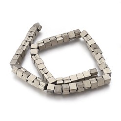 Antique Bronze Plated Electroplated Non-magnetic Synthetic Hematite Beads Strands, Frosted, Cube, Antique Bronze Plated, 8x7x8mm, Hole: 1.2mm, about 55pcs/strand, 15.94 inch(40.5cm)