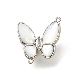 Платина Латунный паве из прозрачного кубического циркония с застежками, без кадмия, без никеля и без свинца, с оболочкой, бабочка, платина, 22.3x24x11.5 мм, отверстие : 1.4 мм