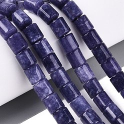 Темно-синий  Шифер Окрашенные природные белый нефрит бисер пряди, колонка, темный сланец синий, 8x8~8.5 мм, отверстие : 0.8~1 мм, около 45 шт / нитка, 14.76~14.96 дюйм (37.5~38 см)