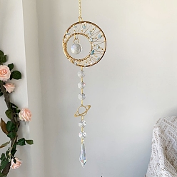 Кианит Стекло подвесные украшения, с металлической фурнитурой и натуральными кианитовыми чипсами, подвесные украшения для домашней спальни, 520 мм