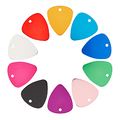 Mixed Color 30Pcs 10 Colors Aluminum Blank Pendants, Triangle, Mixed Color, 33x28x1mm, Hole: 3mm, 3pcs/color