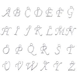 Letter A~Z Silver Plated Alloy Letter Pendants, Rack Plating, Letter A~Z, 7.4x7.2x1.7cm