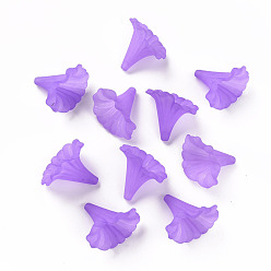 Purple Transparent Acrylic Beads, Calla Lily, Frosted, Purple, 40.5x33x35mm, Hole: 1.8mm, about 135pcs/500g