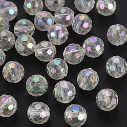 Белый Прозрачные акриловые бусины, AB цвет, круглые, граненые, белые, 8 мм, отверстие : 1.6 мм, Около 1810 шт / 500 г