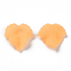 Orange Autumn Theme Transparent Frosted Acrylic Pendants, Maple Leaf, Orange, 24x22.5x3mm, Hole: 1mm, about 1312pcs/500g