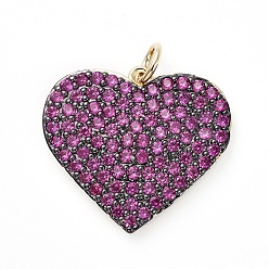 Золотой Кулоны с кубическим цирконием из латуни, с прыжковых колец, сердце, золотые, 19x21x2.5 мм, отверстие : 3 мм