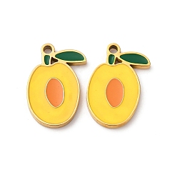 Pear Фруктовая серия 304 эмалированные подвески из нержавеющей стали, ионное покрытие (ip), золотые, груша, 15x10x1 мм, отверстие : 1.2 мм
