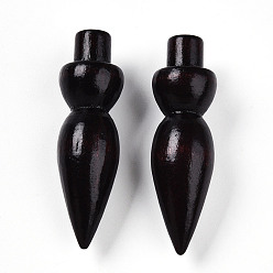 Кокосово-Коричневый Из натурального дерева большие кулоны, окрашенные, половине просверлил, кокосового коричневый, 60x17.5~18 мм, отверстие : 1 мм