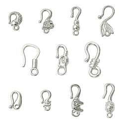 Stainless Steel Color 11Pcs 11 Styles 304 Stainless Steel Hook Clasps, Stainless Steel Color, 7~17x5~
8x1.5~4mm, Hole: 1~2.5mm, 1pc/style