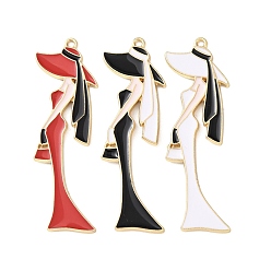 (52) Непрозрачная лаванда Эмали сплава большие кулоны, женские прелести, стойки покрытие, долговечный, золотые, разноцветные, 60.5x20.5x2 мм, отверстие : 1.8 мм