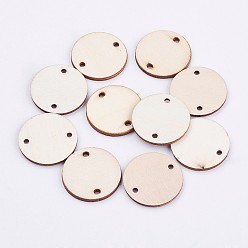Blanched Almond Undyed Unfinished Wood Links, Flat Round, Blanched Almond, 30x2.5mm, Hole: 2.5mm