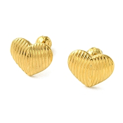 Golden Ion Plating(IP) 304 Stainless Steel Ear Studs, Heart, Golden, 11.5x14mm
