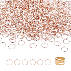 Rose Gold Iron Open Jump Rings, with Brass Assistant Tool, Rose Gold, 18 Gauge, 10x1.0mm, Inner Diameter: 8mm, about 750pcs/box