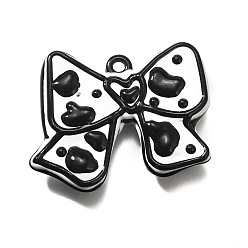 Черный Акриловые подвески, бантом, с эмалью и петлей, чёрные, 36~36.5x43.5~44.5x8.5~9.5 мм, отверстие : 2.5 мм