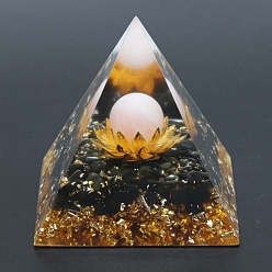 Розовый Кварц Генераторы энергии смолы оргонитовой пирамиды, Рейки натуральные чипсы из розового кварца внутри для украшения домашнего офиса, 60 мм