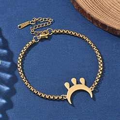 Настоящее золото 18K Луна 304 браслеты из нержавеющей стали, браслеты-цепочки для женщин, реальный 18 k позолоченный, 7-3/8 дюйм (18.6 см)