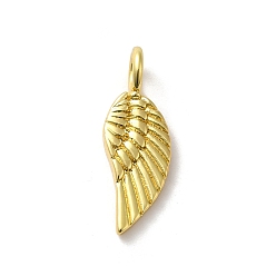 Wing Латунные подвески, с целью перехода в кольце, реальный 14 k позолоченный, крыло, 21x7x2 мм, отверстие : 3 мм