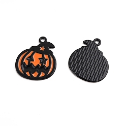 Тыква Подвески из сплава с эмалью на тему Хэллоуина, оранжевые, тыква, 23x20 мм