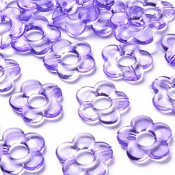 Лиловый Прозрачные акриловые бусинки кадров, цветок, сирень, 19x20x3.5 мм, отверстие : 1.6 мм, внутренний диаметр: 6.5 мм, Около 632 шт / 500 г