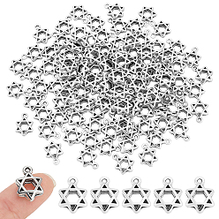 Antique Silver 100Pcs Tibetan Style Alloy Charms, Star of David, Antique Silver, 14.5x10x4.5mm, Hole: 1.2mm