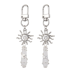 Хрусталь Подвеска в виде пули из натурального кварцевого кристалла, обмотанного медной проволокой, подвески из сплава в виде солнца и поворотных застежек для украшений сумок, Луна и звезды, 93 мм, 2 шт / комплект