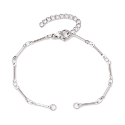 Нержавеющая Сталь Цвет 304 изготовление браслета из кубической цепочки из нержавеющей стали, цвет нержавеющей стали, 6-1/4 дюйм (16 см), отверстие : 2.5 мм