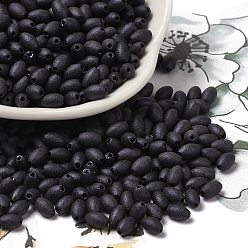 Черный Стеклянный бисер непрозрачных цветов, круглое отверстие, овальные, чёрные, 5.5~6x3.5~4 мм, отверстие : 0.8 мм, Около 4500 шт / 500 г