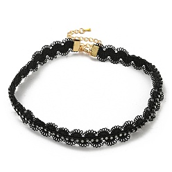 Черный Ожерелья-чокеры из полиэстера, со стразами, чёрные, 13.39 дюйм (34 см)