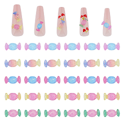 (52) Непрозрачная лаванда 100шт 5 цвета полупрозрачные смоляные кабошоны с золотой фольгой, конфеты, разноцветные, 4.5x9.5x2.5 мм, 20 шт / цвет