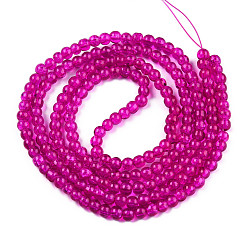 Fuchsia Spray Painted Crackle Glass Beads Strands, Round, Fuchsia, 8mm, Hole: 1.3~1.6mm, about 100pcs/strand, 31.4 inch