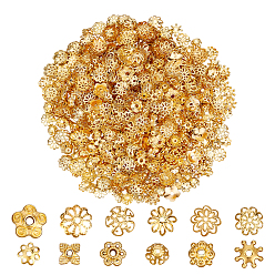 Золотой 640 шт. 12 стилизованные колпачки из железа и сплава, цветок, золотые, 6~10x1~4.5 мм, отверстие : 1~2 мм