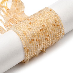 Цитрин Природный цитрин бисер нитей, граненые, круглые, окрашенная и подогревом, 2 мм, отверстие : 0.5 мм, около 192 шт / нитка, 15.16 дюйм (38.5 см)