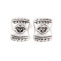 Antique Silver Antique Silver Alloy Tibetan Beads, Lead Free & Cadmium Free, Hole Beads, Candy, Antique Silver, 13x10x7mm, Hole: 2mm, 350pcs/1000g